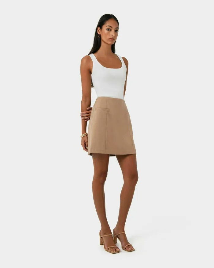 Forcast Kiya Panel Skirt Latteblack Women Mini Skirts