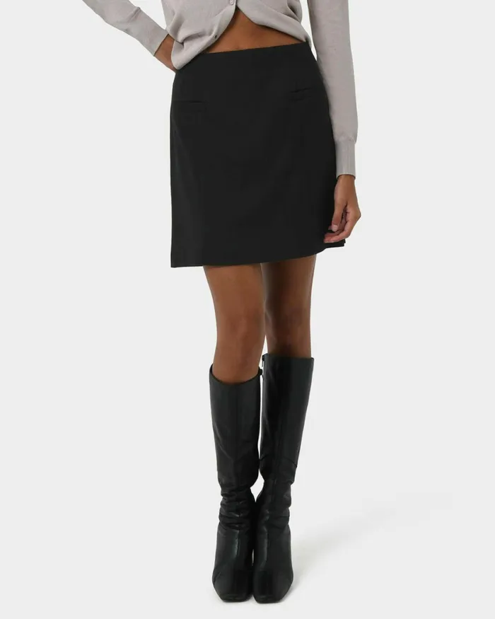 Forcast Kiya Panel Skirt Latteblack Women Mini Skirts