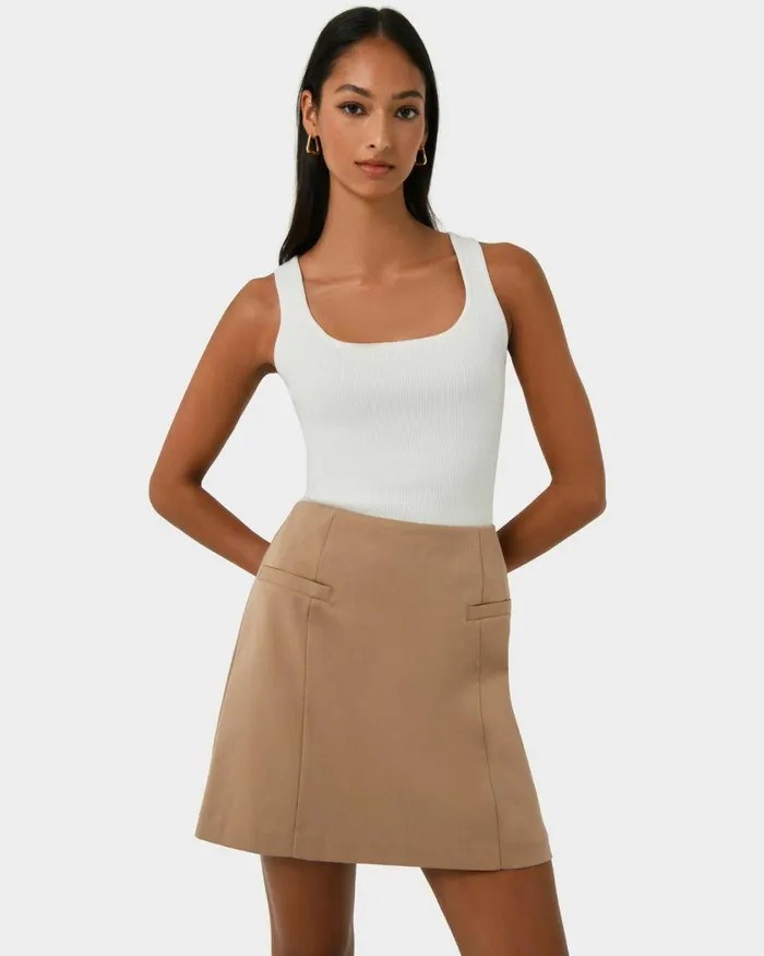 Forcast Kiya Panel Skirt Latteblack Women Mini Skirts