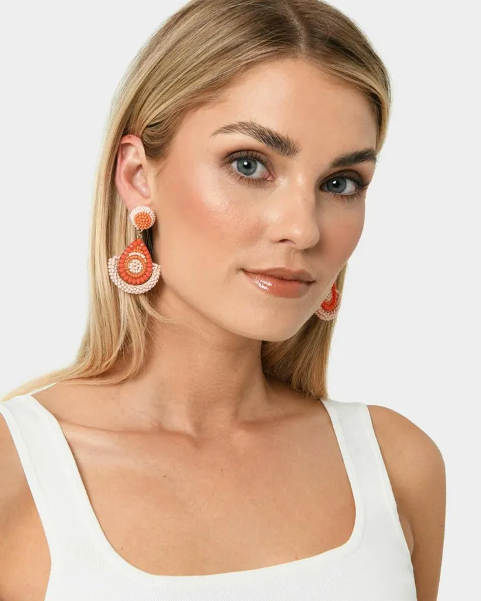 Forcast Lani Beaded Earrings Coral Women Earrings