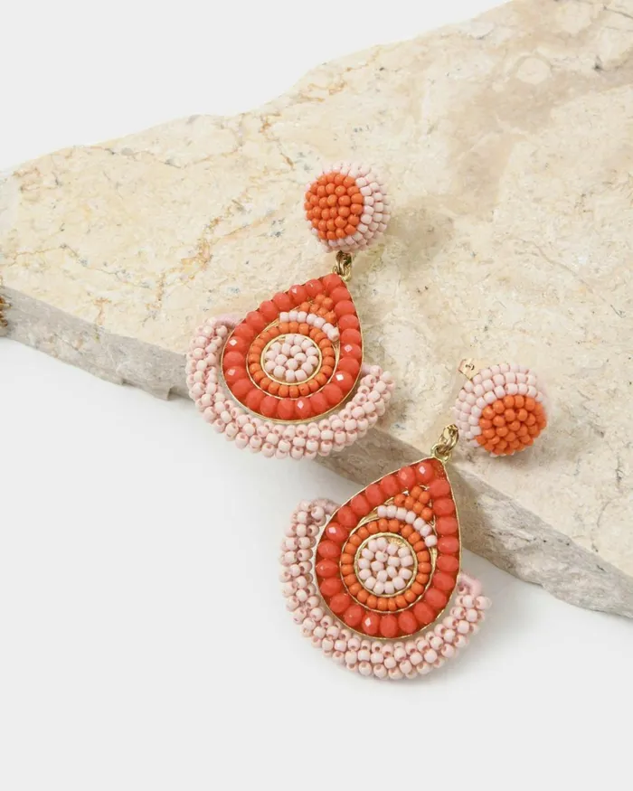 Forcast Lani Beaded Earrings Coral Women Earrings