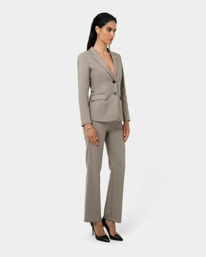 Forcast Lauren Straight Pants Stonegreyblack Women HighWaisted Pants