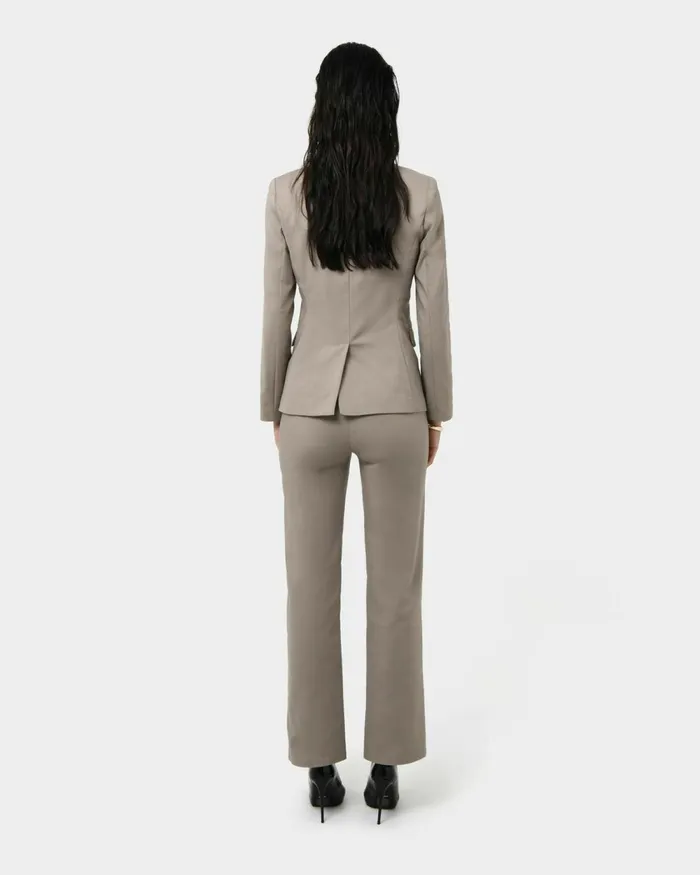 Forcast Lauren Straight Pants Stonegreyblack Women HighWaisted Pants