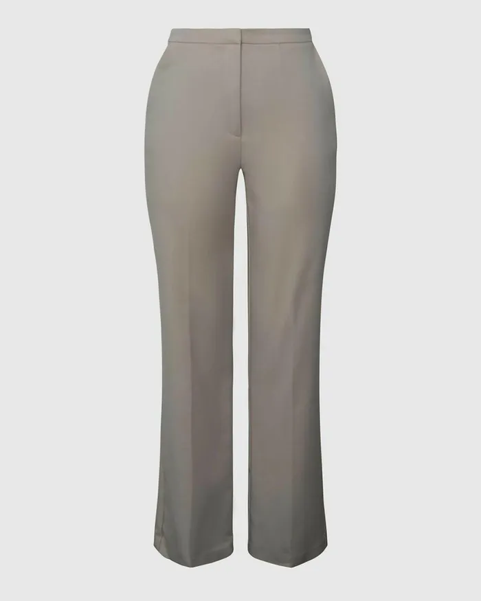 Forcast Lauren Straight Pants Stonegreyblack Women HighWaisted Pants