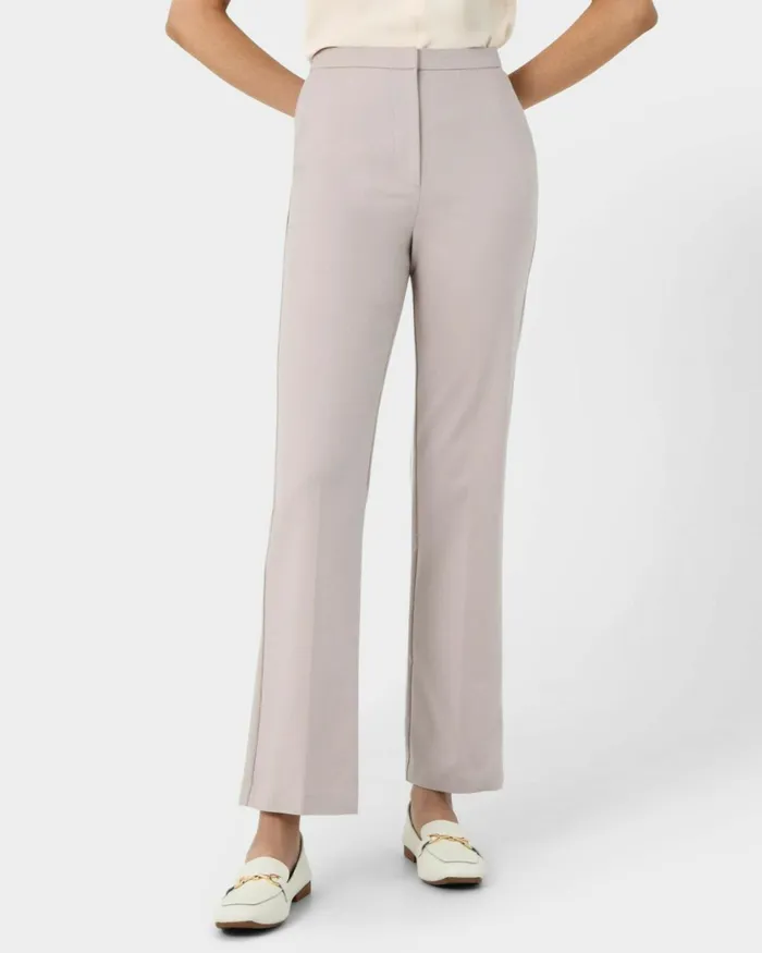 Forcast Lauren Straight Pants Stonegreyblack Women HighWaisted Pants