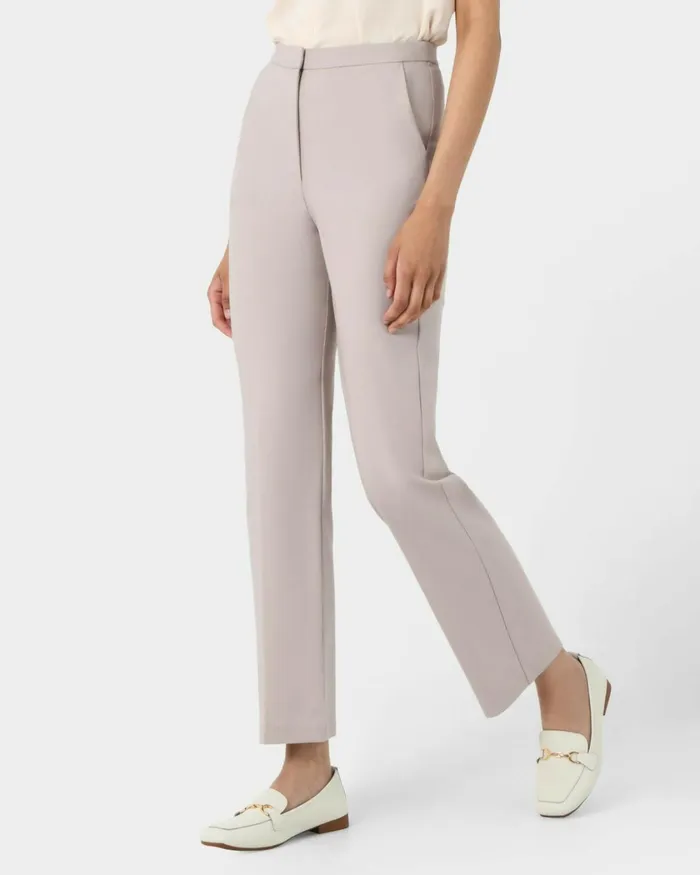 Forcast Lauren Straight Pants Stonegreyblack Women HighWaisted Pants