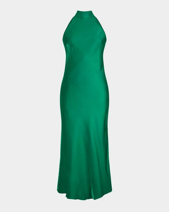 Forcast Leana Bias Midi Dress Emerald Women Wedding Guest Dresses