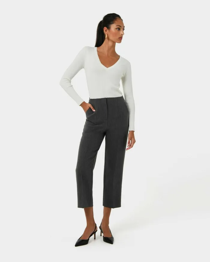 Forcast Lee Tailored Crop Pants Slateblack Women Cropped Pants