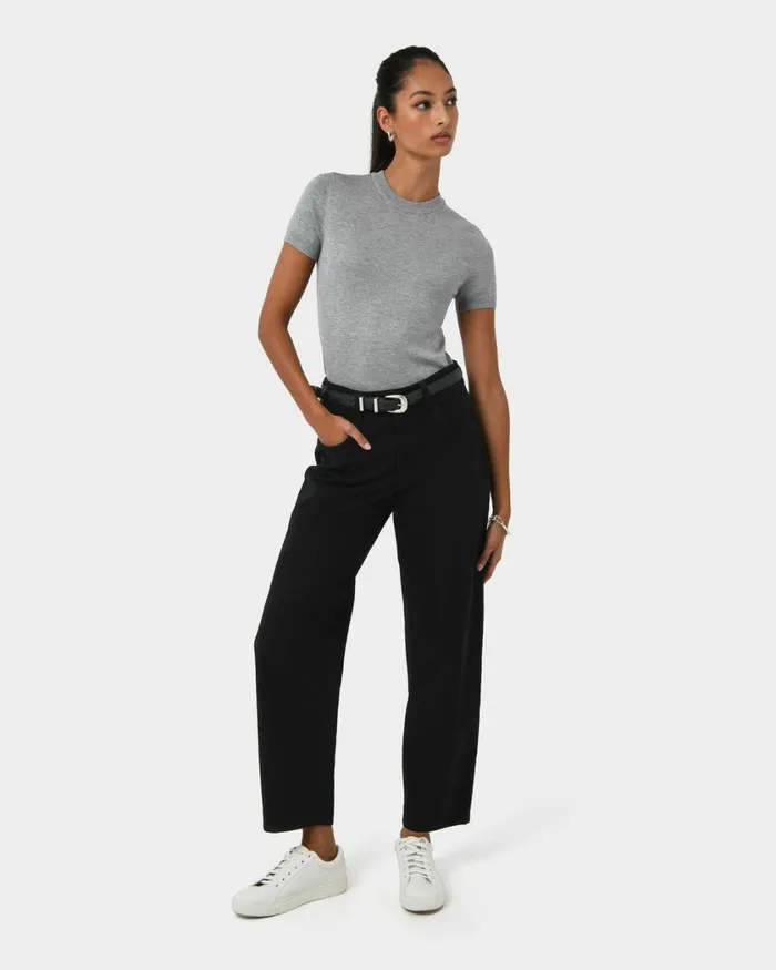 Forcast Leighton Barrel Leg Jeans Black Women HighWaisted Pants