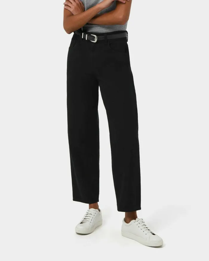 Forcast Leighton Barrel Leg Jeans Black Women HighWaisted Pants
