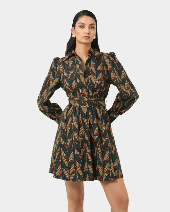 Forcast Lela Printed Shirt Dress Multi Women Mini Dresses