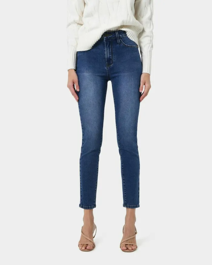 Forcast Lesley Skinny Jean Indigoblack Women HighWaisted Pants
