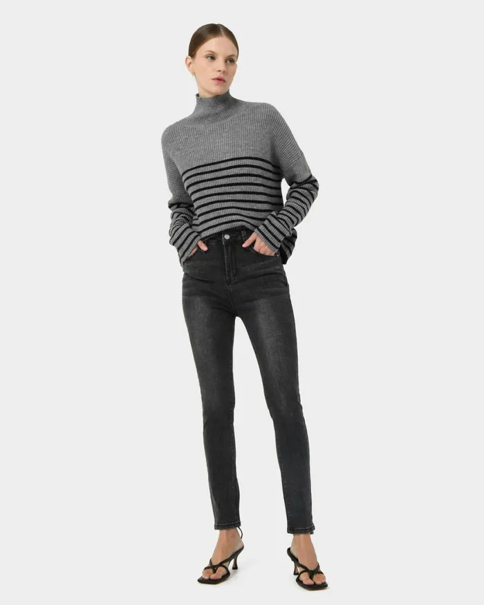 Forcast Lesley Skinny Jean Indigoblack Women HighWaisted Pants
