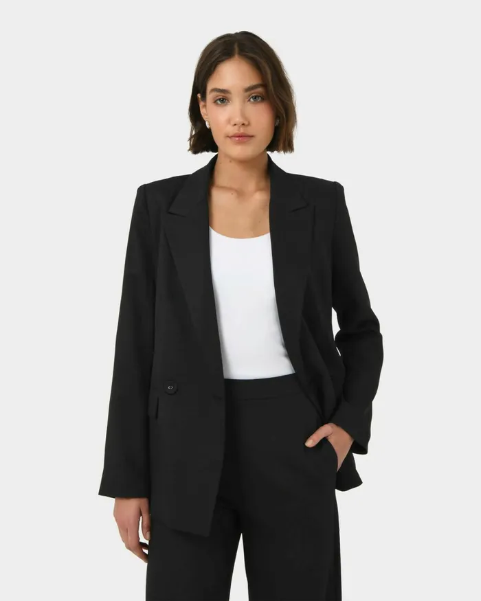 Forcast Lexee Double Breasted Blazer Black Women Jackets and Blazers
