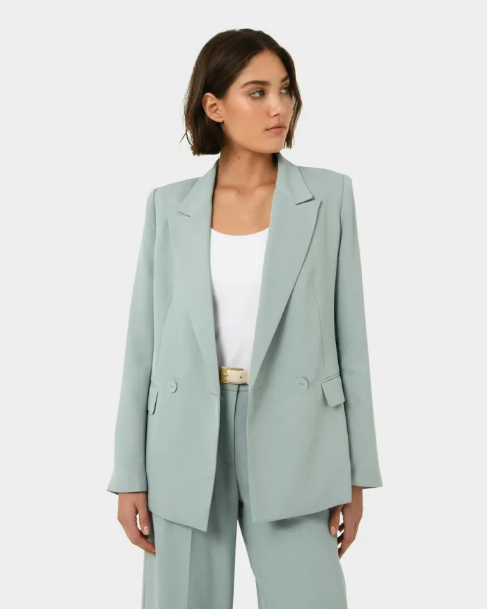 Forcast Lexee Double Breasted Blazer Sage Women Jackets and Blazers