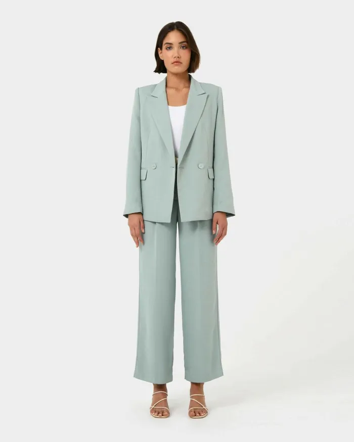 Forcast Lexee Double Breasted Blazer Sage Women Jackets and Blazers