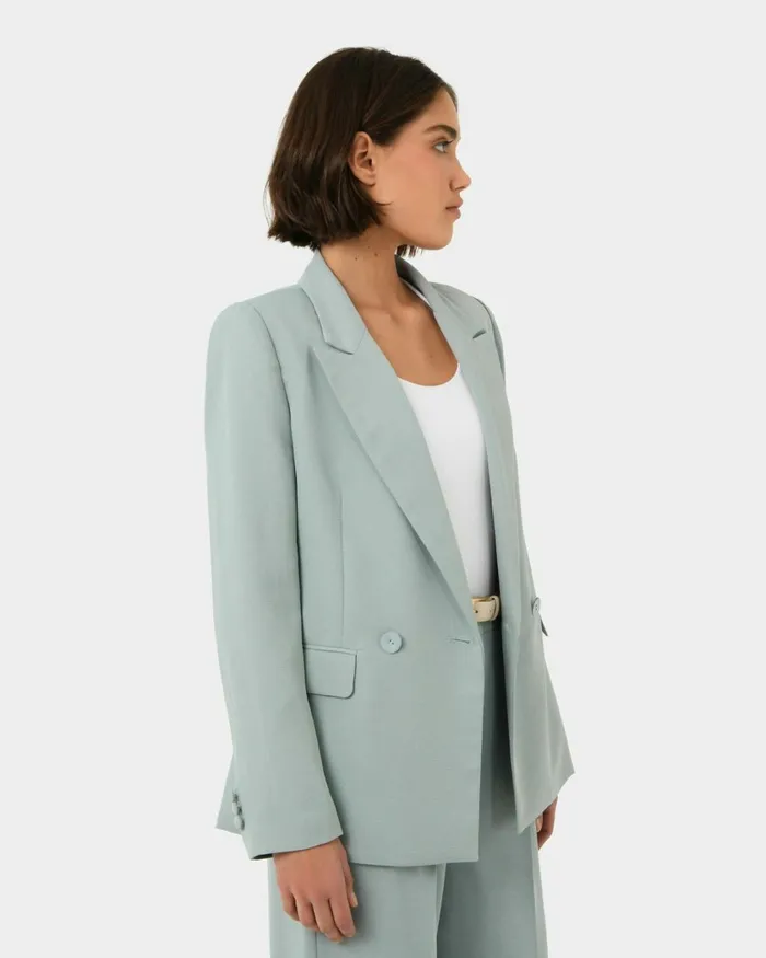 Forcast Lexee Double Breasted Blazer Sage Women Jackets and Blazers
