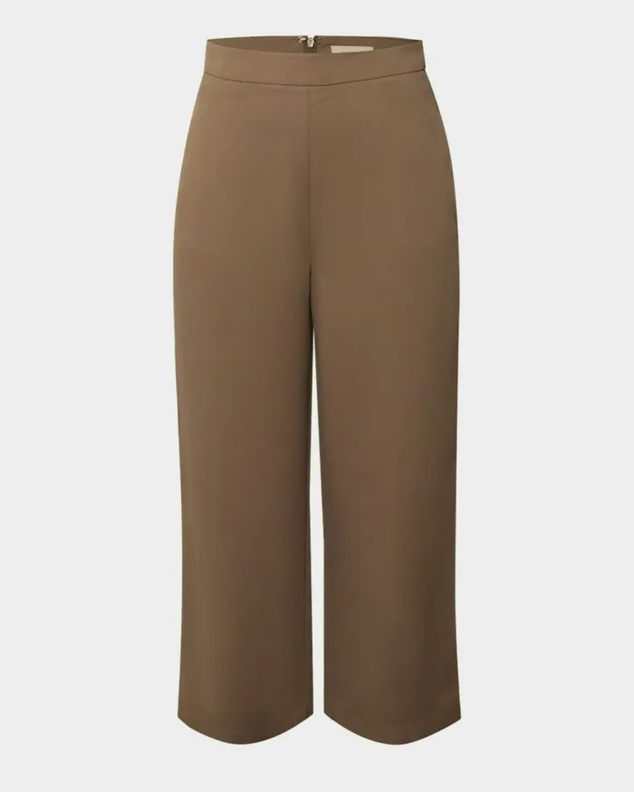 Forcast Lexee Highwaist Culotte Tobaccomochaivoryblack Women Cropped Pants