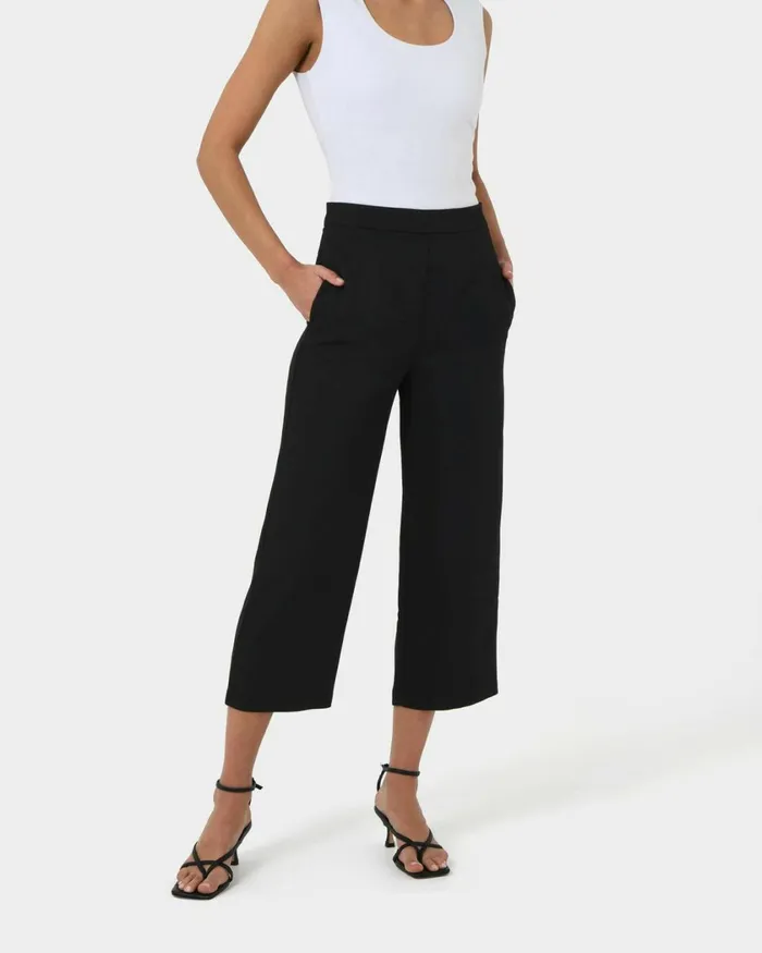 Forcast Lexee Highwaist Culotte Tobaccomochaivoryblack Women Cropped Pants