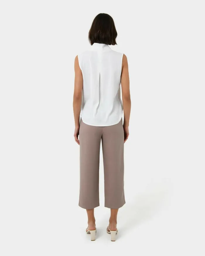Forcast Lexee Highwaist Culotte Tobaccomochaivoryblack Women Cropped Pants