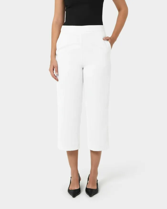 Forcast Lexee Highwaist Culotte Tobaccomochaivoryblack Women Cropped Pants