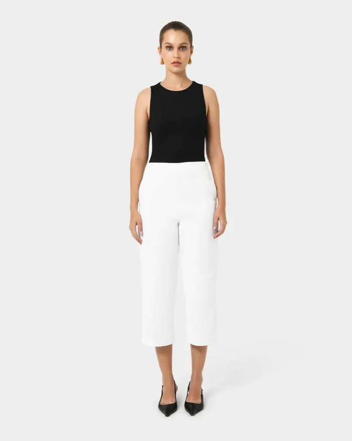 Forcast Lexee Highwaist Culotte Tobaccomochaivoryblack Women Cropped Pants