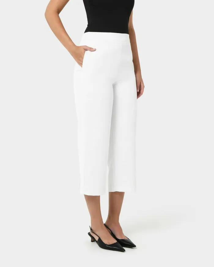 Forcast Lexee Highwaist Culotte Tobaccomochaivoryblack Women Cropped Pants