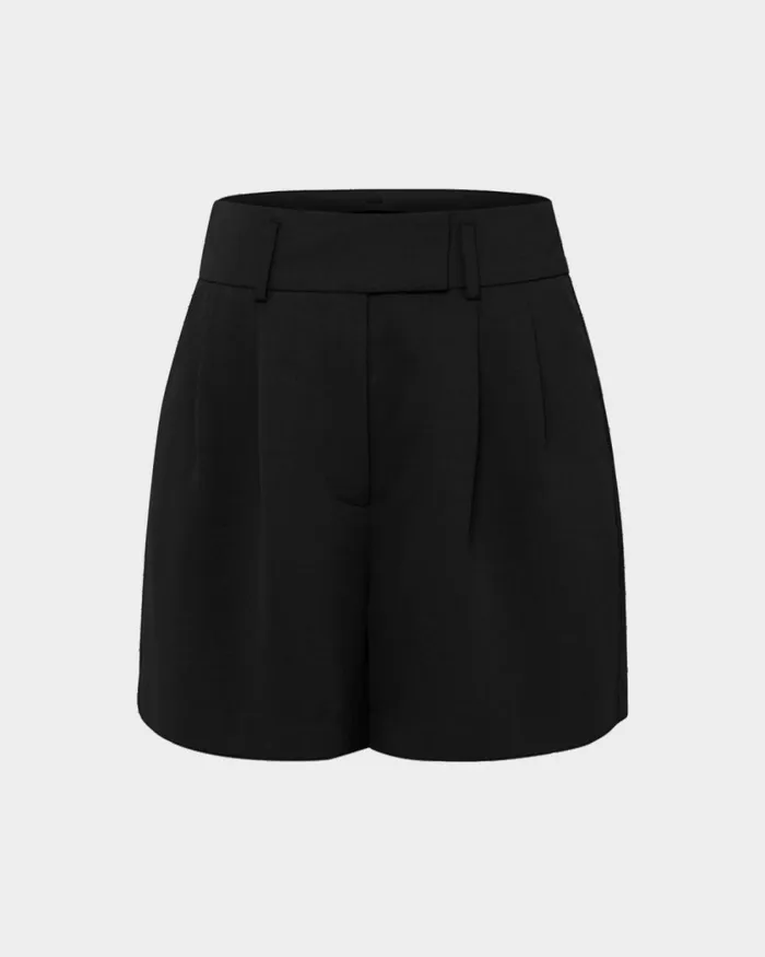Forcast Lexee Pleat Front Short Tobaccoivoryblack Women HighWaisted Pants