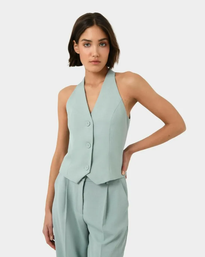 Forcast Lexee Tailored Vest Sage Women TShirts and Tops