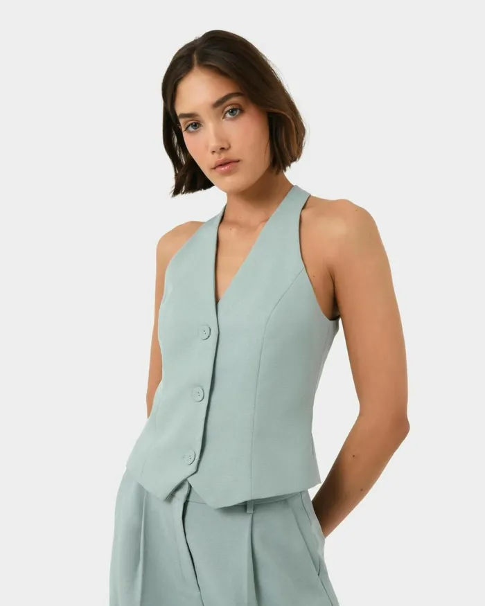Forcast Lexee Tailored Vest Sage Women TShirts and Tops