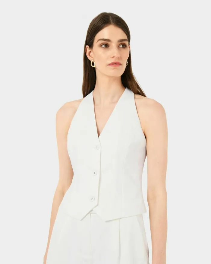 Forcast Lexee Tailored Vest Tobaccoivoryblack Women TShirts and Tops