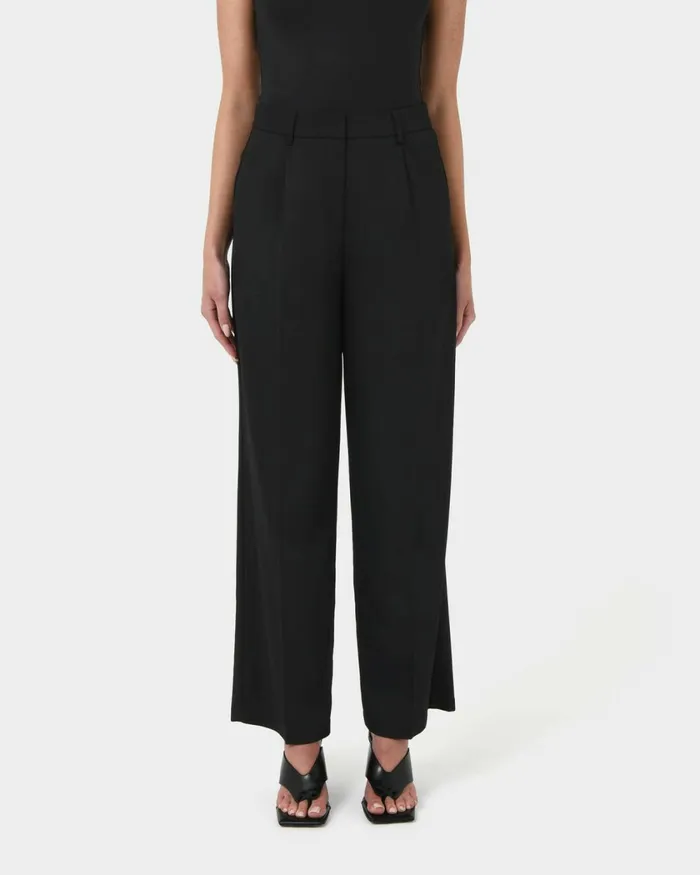 Forcast Lexee Tailored Wide Leg Pants Black Women HighWaisted Pants