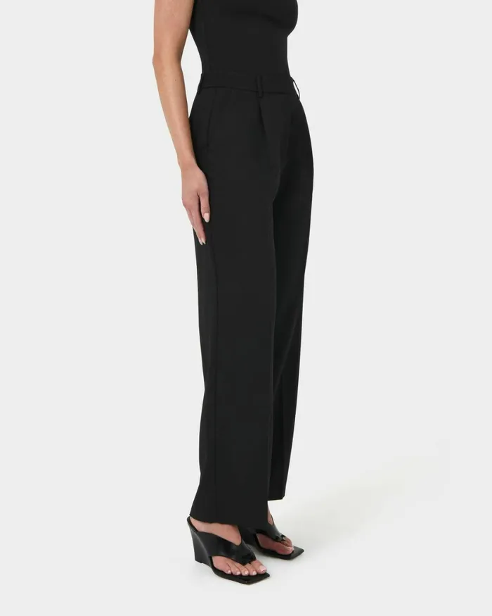 Forcast Lexee Tailored Wide Leg Pants Black Women HighWaisted Pants