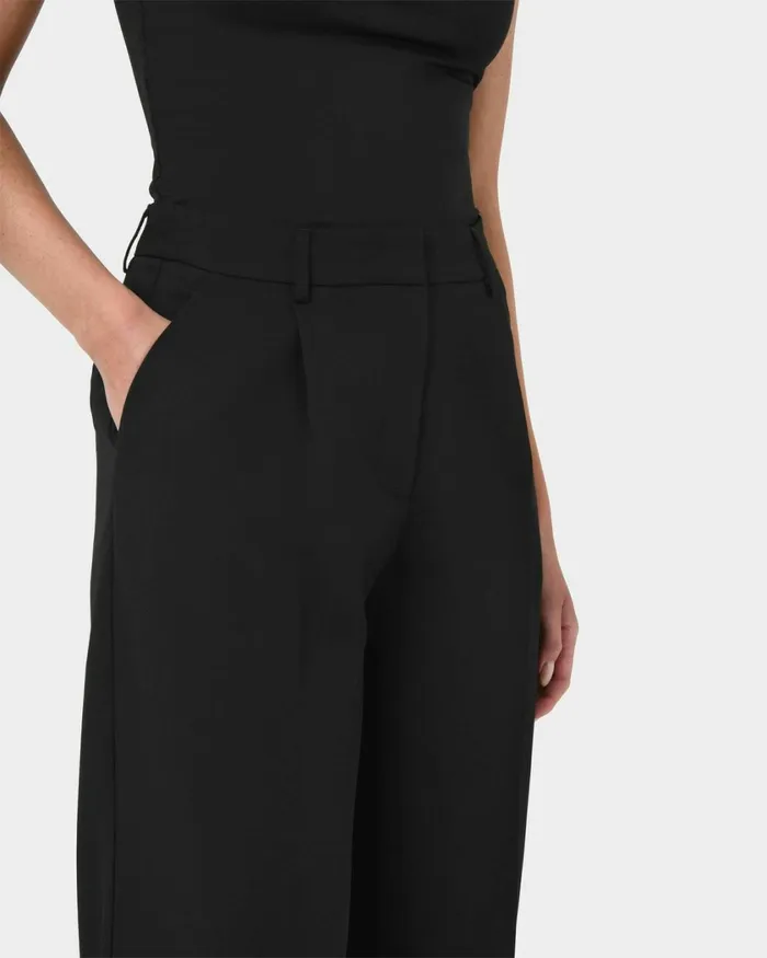 Forcast Lexee Tailored Wide Leg Pants Black Women HighWaisted Pants