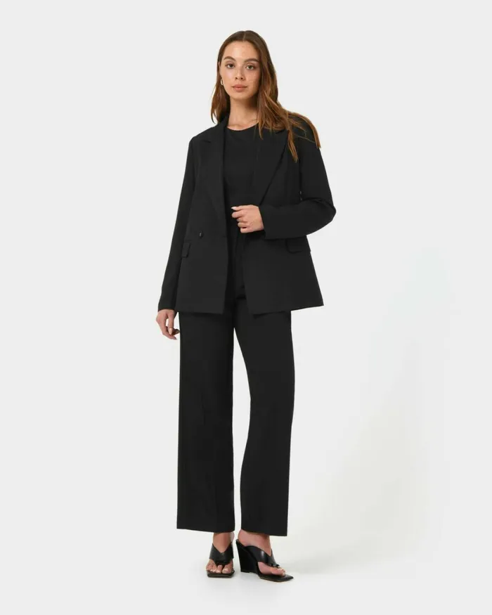 Forcast Lexee Tailored Wide Leg Pants Black Women HighWaisted Pants