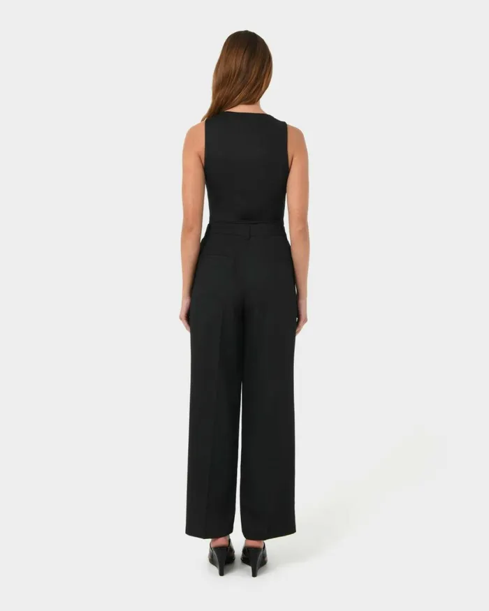 Forcast Lexee Tailored Wide Leg Pants Black Women HighWaisted Pants