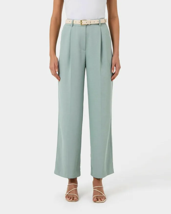 Forcast Lexee Tailored Wide Leg Pants Sage Women HighWaisted Pants