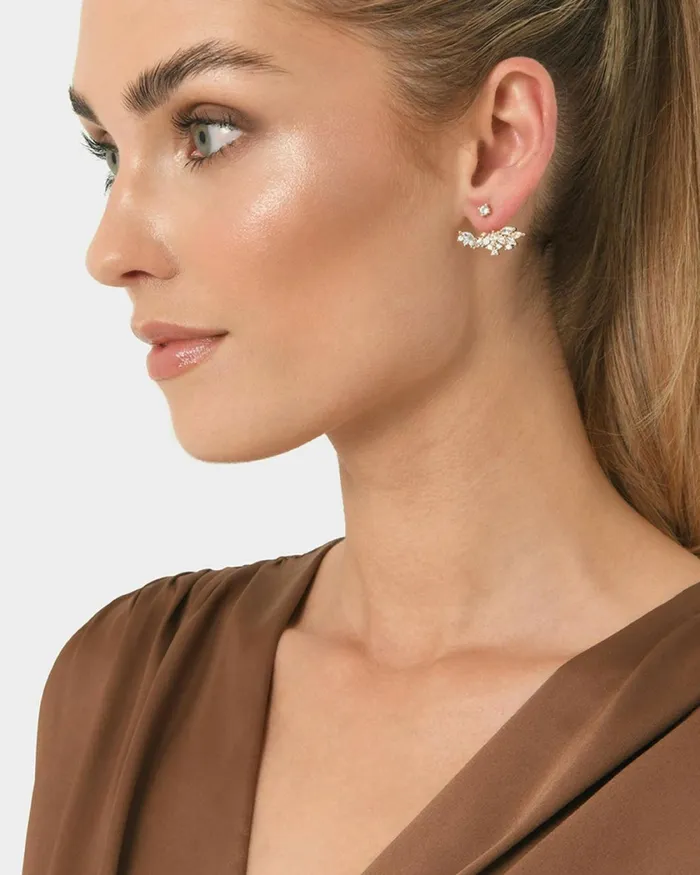 Forcast Liah 16k Gold Plated 2 Way Ear Goldsilver Women Earrings