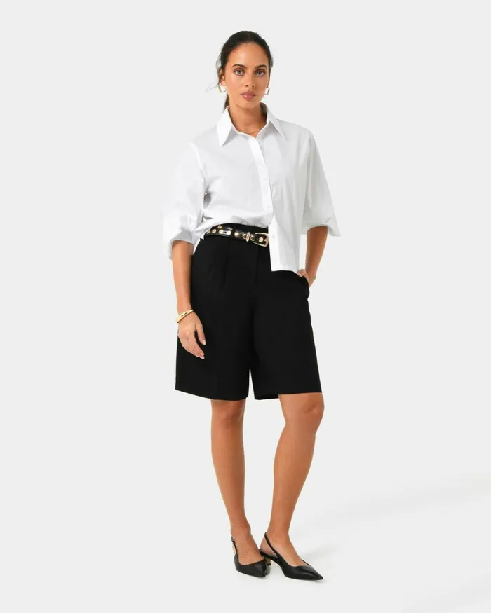Forcast Lica Puff Sleeve Shirt Whiteblack Women TShirts and Tops