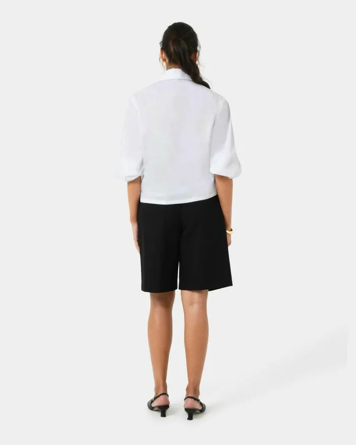 Forcast Lica Puff Sleeve Shirt Whiteblack Women TShirts and Tops