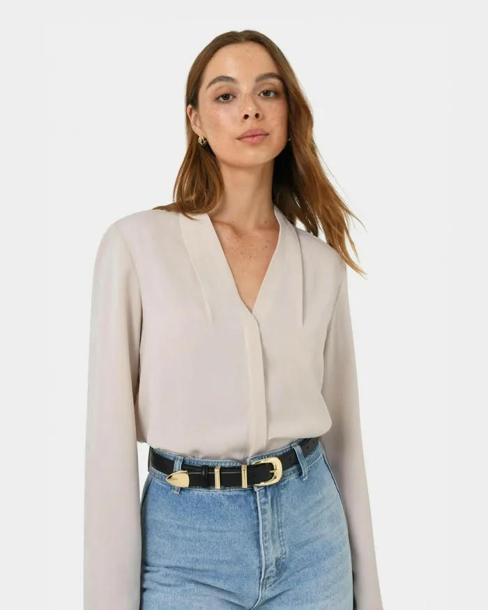 Forcast Lilian 2 Long Sleeve Blouse Light Coralsand Beigeecruivorylight Seafoamblack Women TShirts and Tops