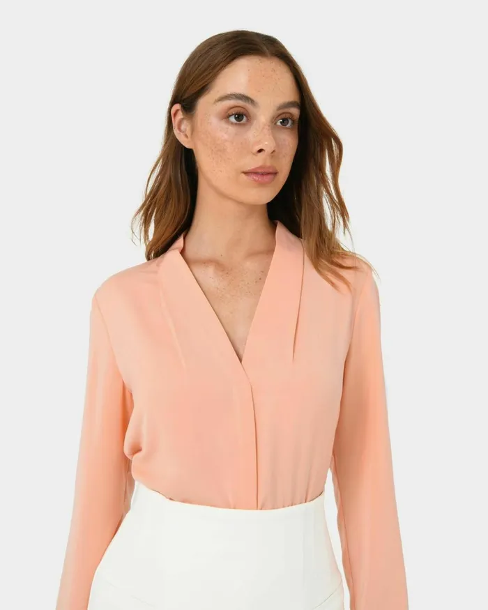 Forcast Lilian 2 Long Sleeve Blouse Light Coralsand Beigeecruivorylight Seafoamblack Women TShirts and Tops