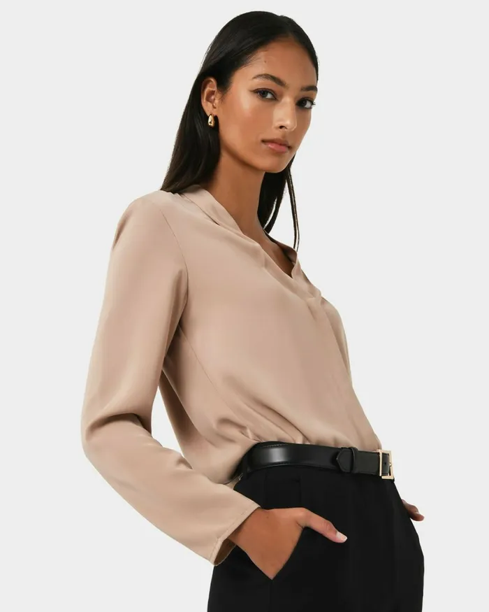 Forcast Lilian 2 Long Sleeve Blouse Light Coralsand Beigeecruivorylight Seafoamblack Women TShirts and Tops