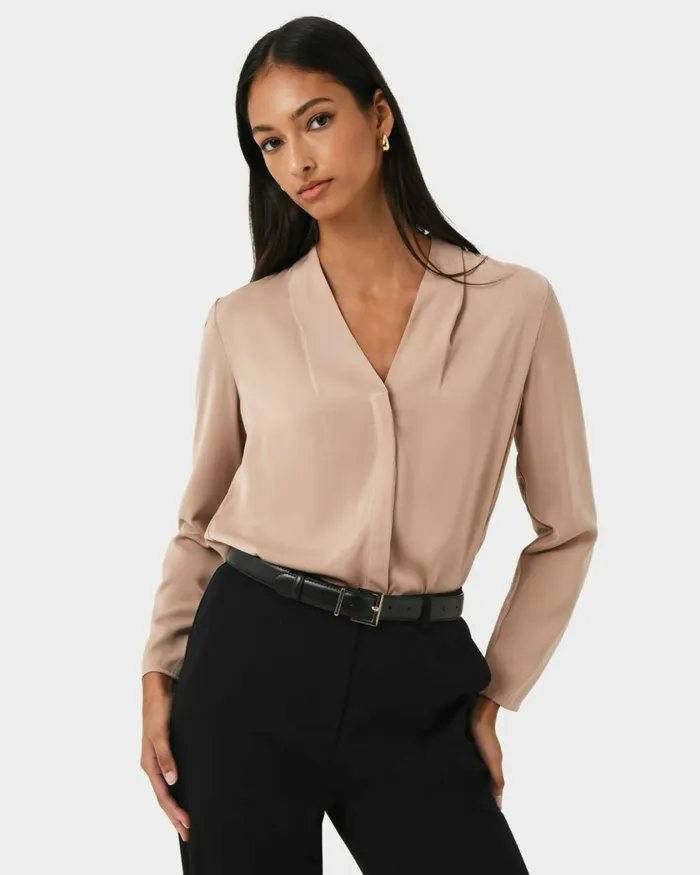 Forcast Lilian 2 Long Sleeve Blouse Light Coralsand Beigeecruivorylight Seafoamblack Women TShirts and Tops