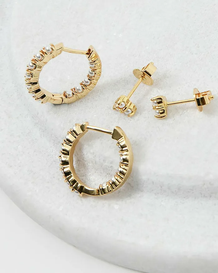 Forcast Linda 16k Gold 2pc Earring Gold Women Earrings