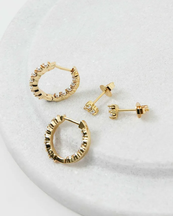 Forcast Linda 16k Gold 2pc Earring Gold Women Earrings