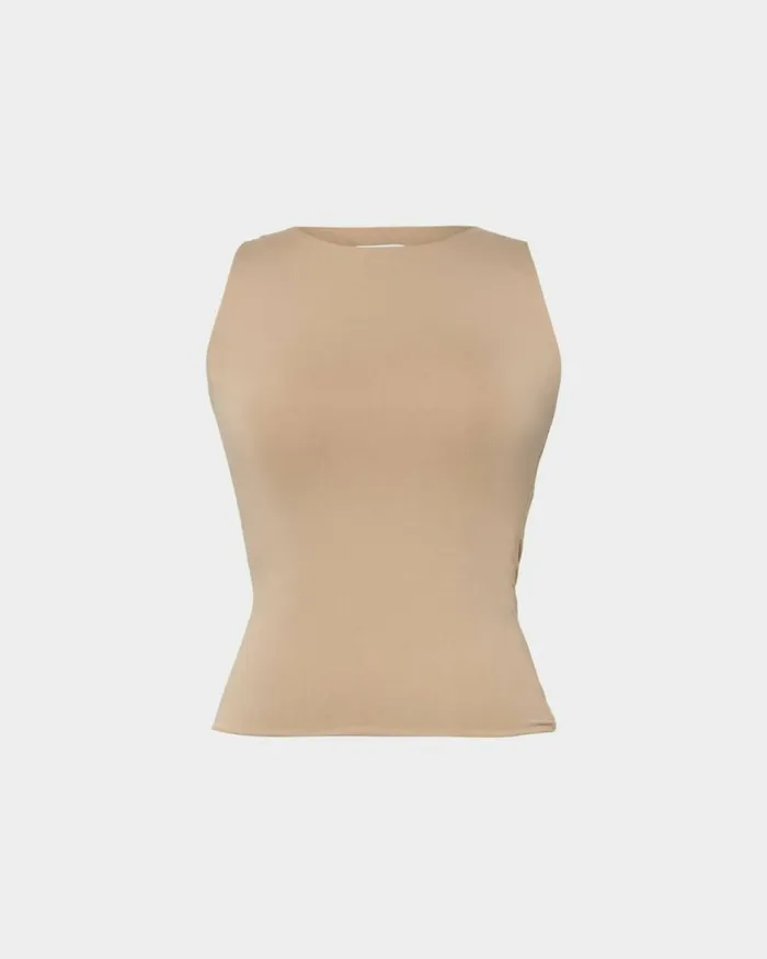Forcast Liv Round Neck Tank Top Redtanivoryblack Women TShirts and Tops
