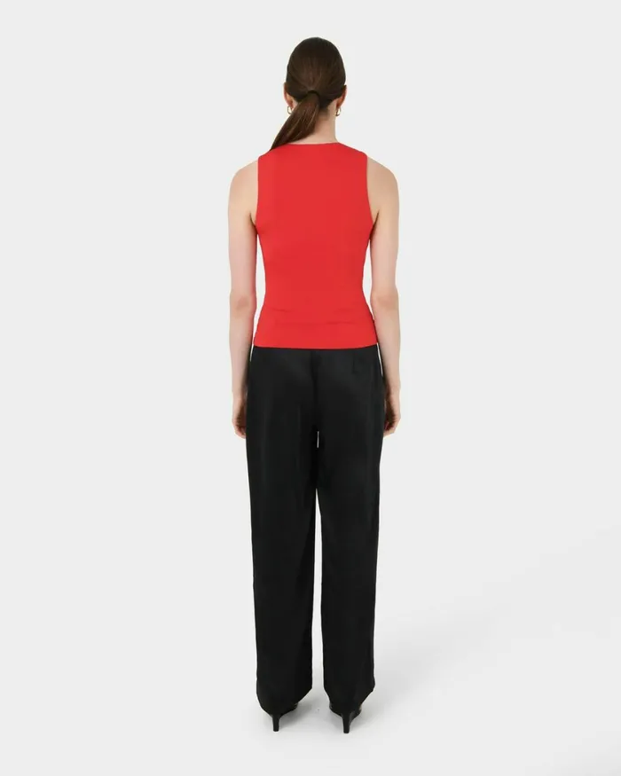 Forcast Liv Round Neck Tank Top Redtanivoryblack Women TShirts and Tops