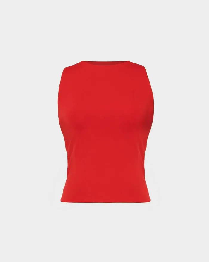 Forcast Liv Round Neck Tank Top Redtanivoryblack Women TShirts and Tops