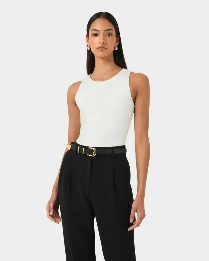 Forcast Liv Round Neck Tank Top Redtanivoryblack Women TShirts and Tops